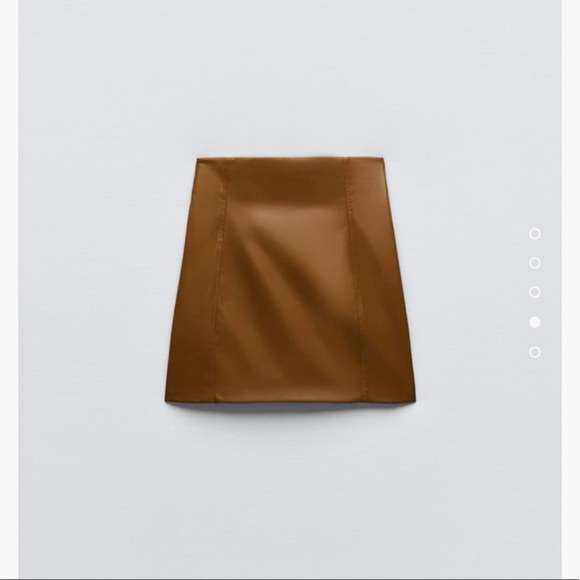 Zara brown vegan leather miniskirt NEW - Picture 3 of 5